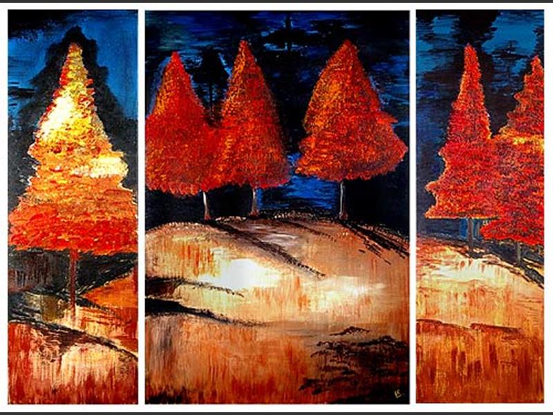 Original Artwork - Red Pines Triptych