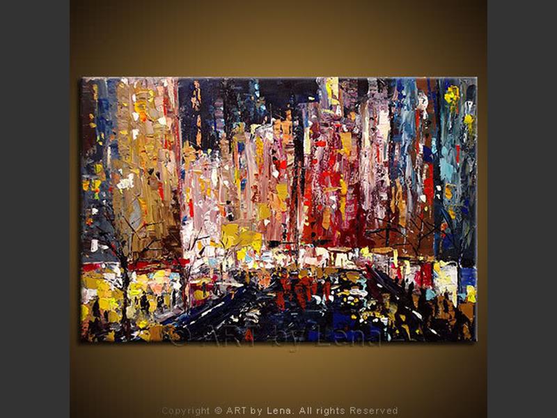Originalmodern art achieving realism in decay Cityscape+night+painting