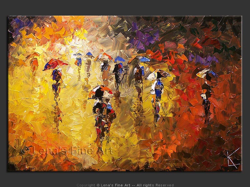 Umbrellas painting "A Rainy Day&quot