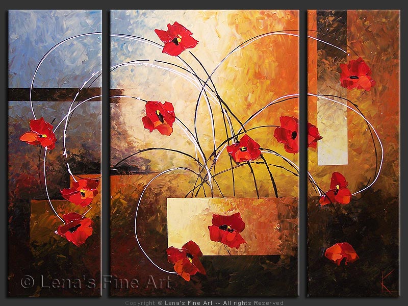 Original Artwork - Ikebana With Poppies