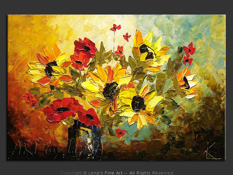 Original Artwork - Sunflowers and Poppies