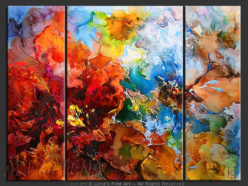 Original Artwork - Red and Blue Orchideas