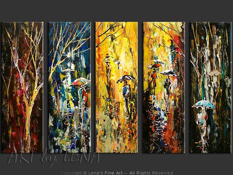Umbrellas painting "It's Just The Rain &quot