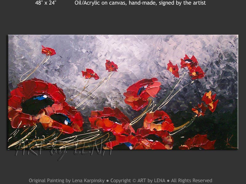 Original Artwork - Poppies: Black, White and Red