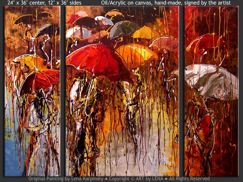 Umbrellas painting "Rain&quot