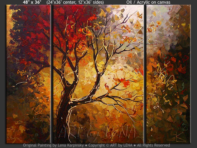 paintings of trees. OIL ON CANVAS PAINTINGS by