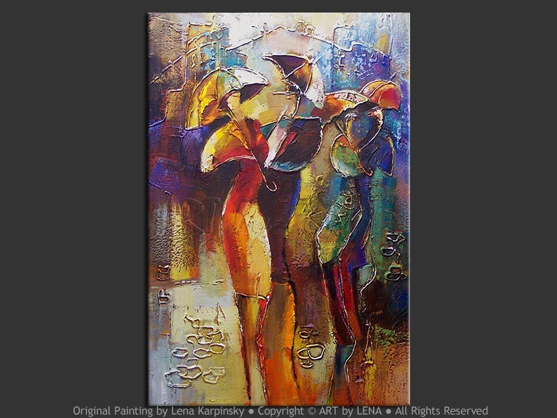 Umbrellas painting "Rendez Vous Paris&quot