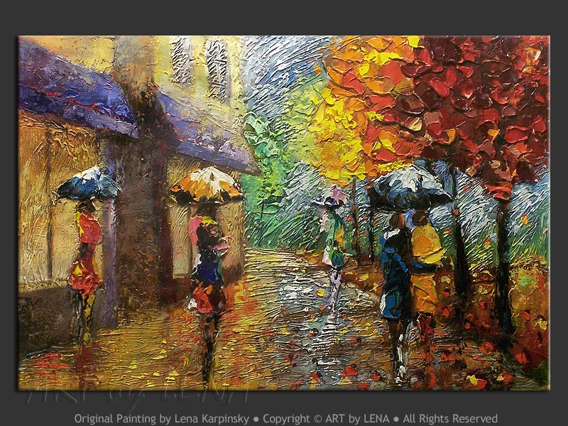 Umbrellas painting "A Rainy Day In Paris&quot