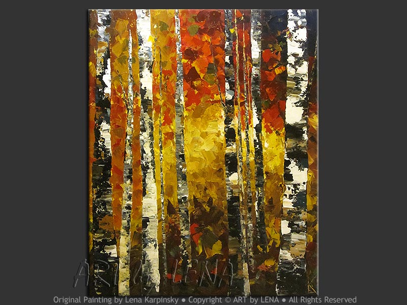 Birches oil painting