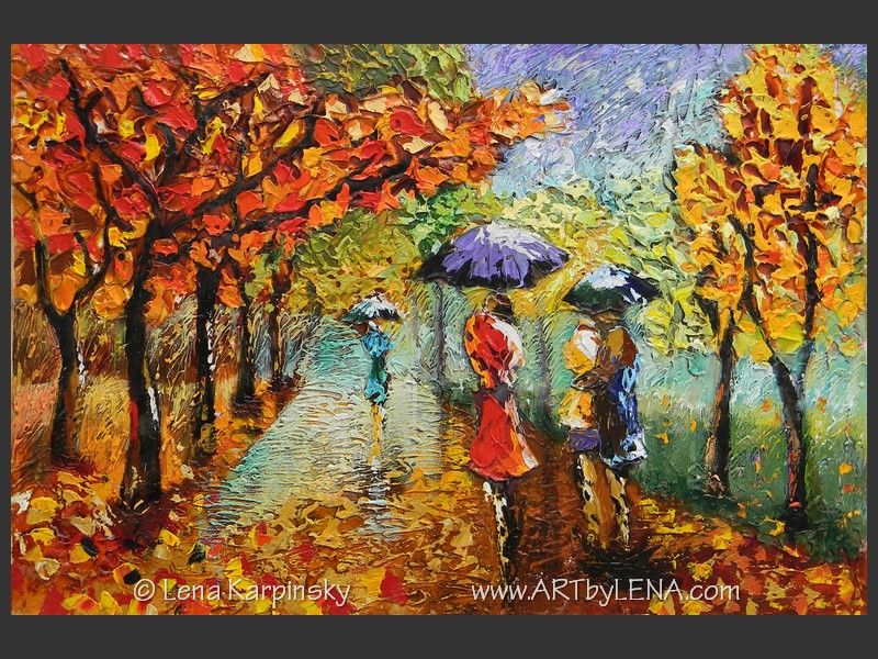 Rainy Alley - original canvas painting by Lena