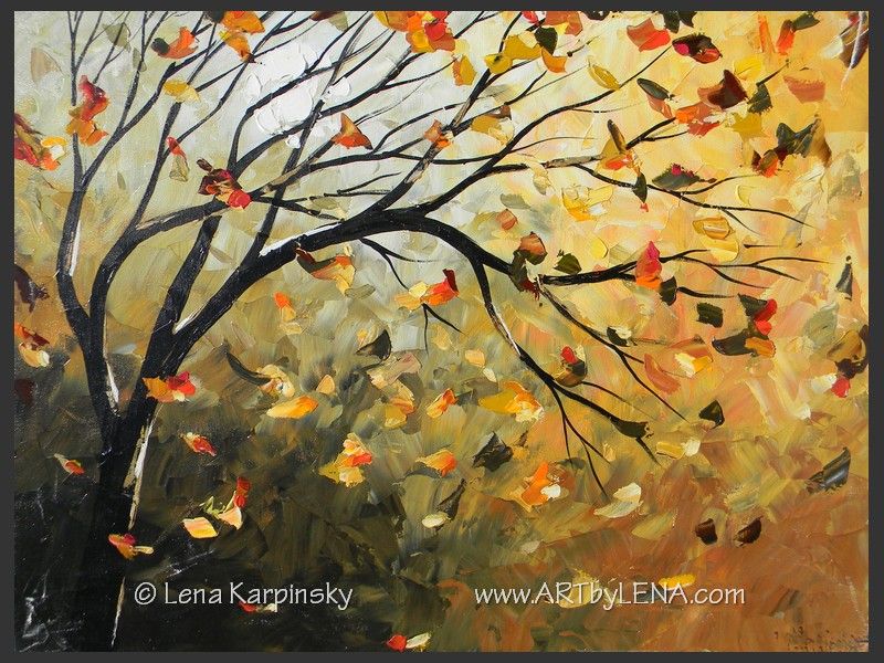 Autumn Wind Miniature - original painting by Lena Karpinsky