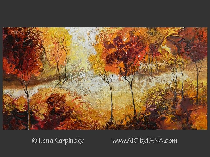 Hidden Road in the Woods - original painting by Lena Karpinsky
