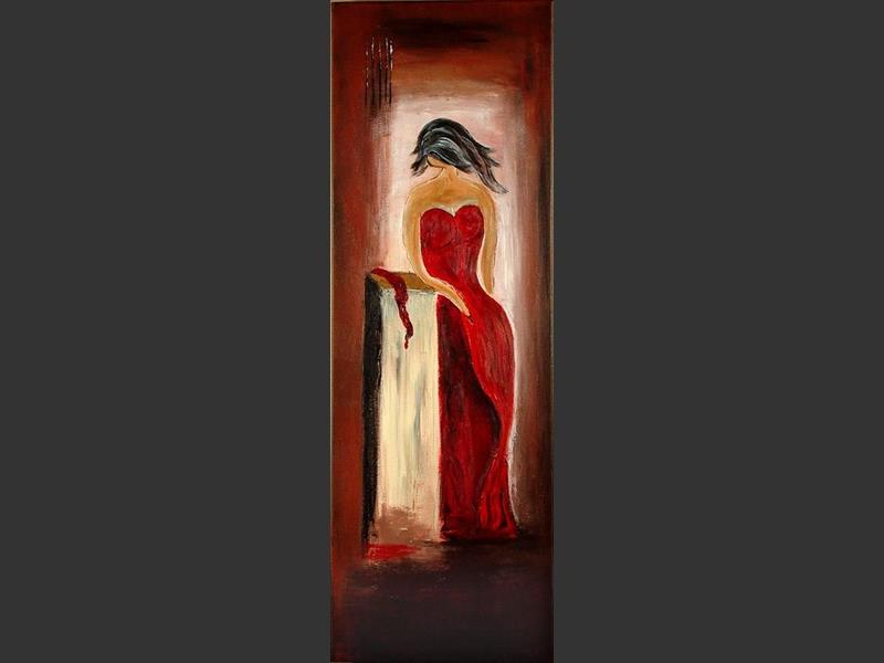 Lady in Red - original canvas painting by Lena