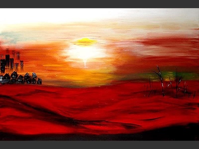 Sands and City - original canvas painting by Lena