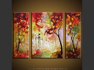 Walking In The Rain - original canvas painting by Lena
