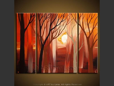 The Flames of Sunset - original canvas painting by Lena