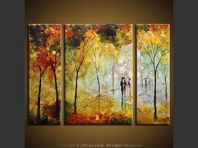 Rainy November - original canvas painting by Lena