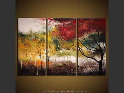 Old Tree And Young Trees - original canvas painting by Lena