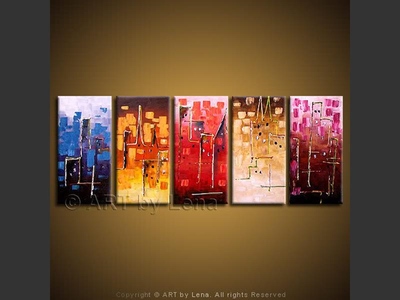 City Silhouettes - original canvas painting by Lena