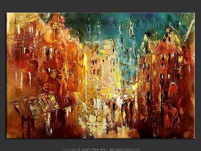 Evening in Antwerp - original canvas painting by Lena