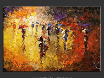 A Rainy Day - original canvas painting by Lena