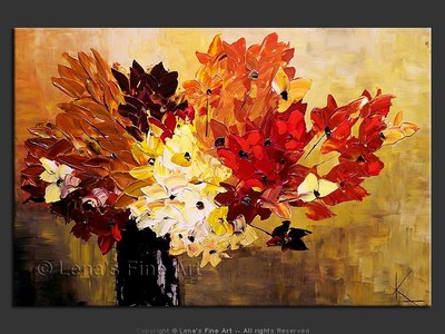 December Flowers - original canvas painting by Lena