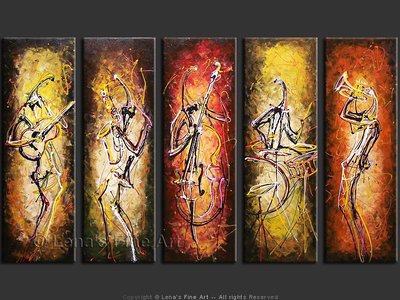 Windy City Jazz Band - original canvas painting by Lena