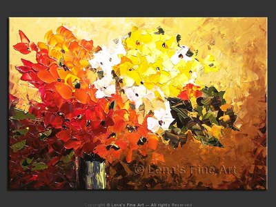 January Bouquet - original canvas painting by Lena