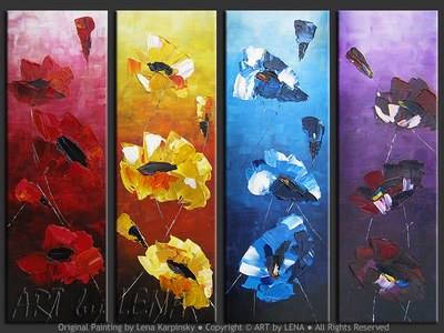 Four Moments Of Happiness - original canvas painting by Lena