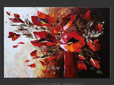 Red, Black and White - original canvas painting by Lena