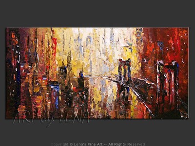 April Evening in NYC - original canvas painting by Lena