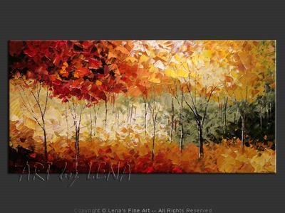 Whispering Leaves - original canvas painting by Lena
