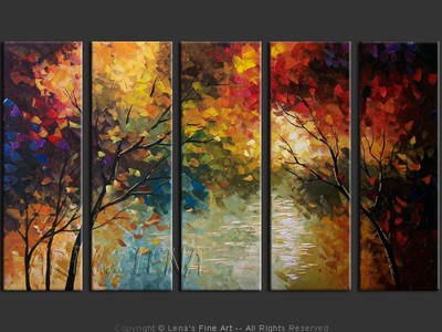 Northern Forest Lake - original canvas painting by Lena