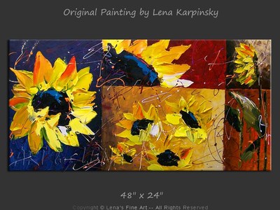 Sunflower Collage - original painting by Lena Karpinsky