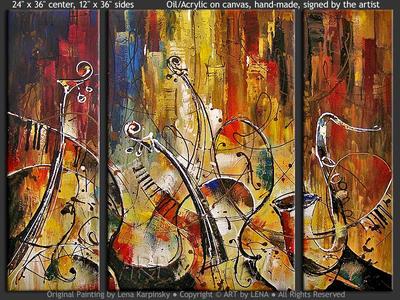 Music On Hudson - original canvas painting by Lena