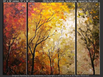A Forest Scene - original canvas painting by Lena
