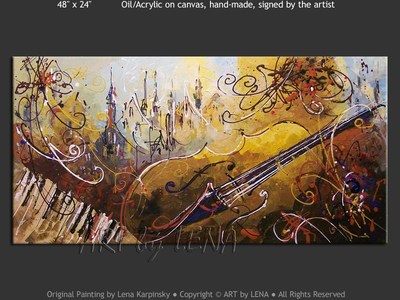 Music Ornaments - original canvas painting by Lena