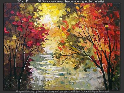 Silver Lake Miniature - original canvas painting by Lena