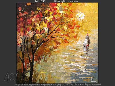 Silver Lake Sailing - original canvas painting by Lena