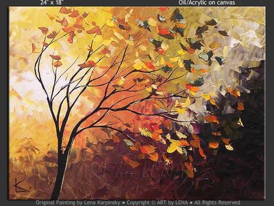 Fall Miniature - original painting by Lena Karpinsky