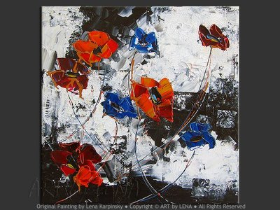 Red And Blue - original painting by Lena Karpinsky