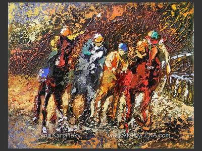 Kentucky Derby – 1 - original canvas painting by Lena