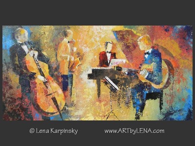 Left-Handed Guitarist - original canvas painting by Lena