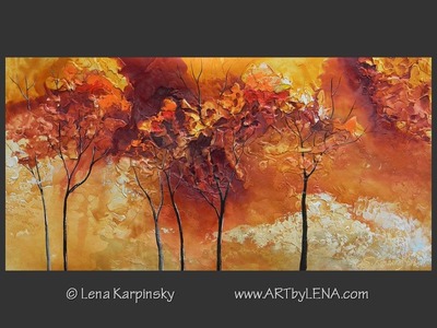 Red Fall Gorge - original canvas painting by Lena